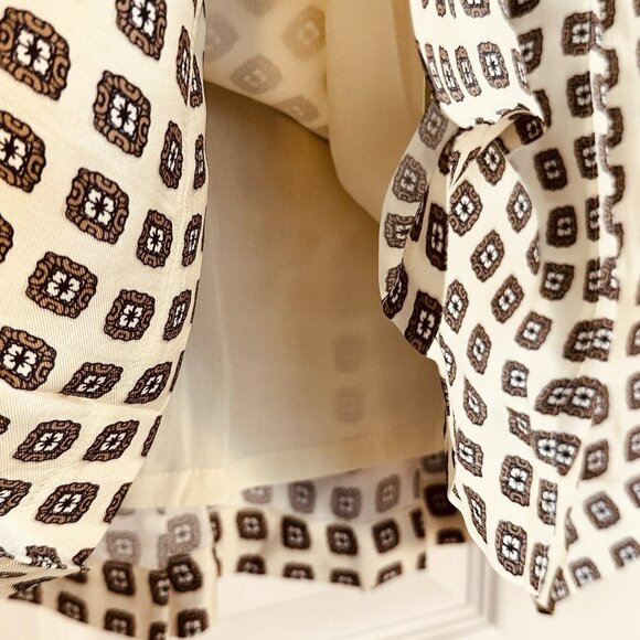 J. Crew Pleated Prep Mini Skirt in Foulard Print Ivory & Cream Sz 10 Preppy NWT - Picture 8 of 13